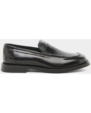 Moschino Logo Leather Loafers - Black