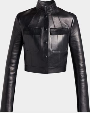 Tom Ford Nappa Leather Single-Breasted Crop Jacket - Black
