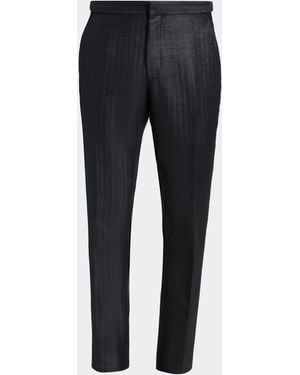 Tom Ford Apos;S Herringbone Flat-Front Pants - Blue