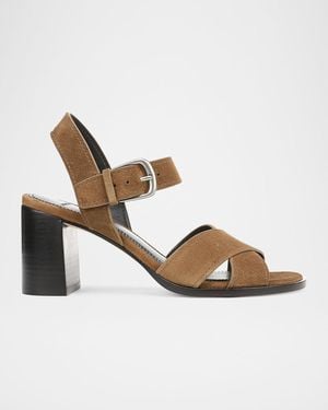 Vince 70Mm Salma Suede Block-Heel Sandals - Metallic