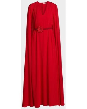 Alice + Olivia Zenaida Maxi Cape Gown - Red