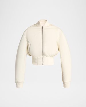 Balenciaga Padded Faille Crop Bomber Jacket - Natural