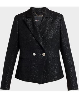Kiton Paillette Double-Breasted Blazer Jacket - Black