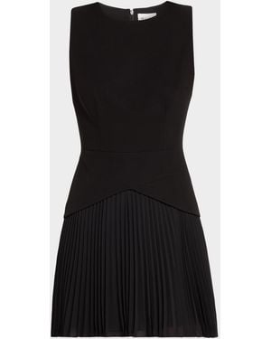 MILLY Haddy Cady & Pleated Chiffon Mini Dress - Black