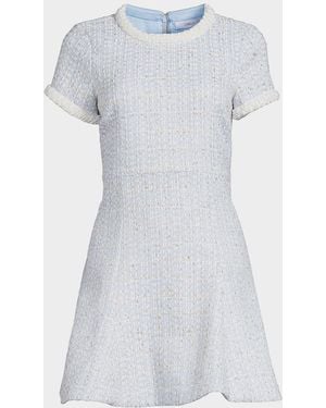 Likely Brie Embellished Tweed Mini Dress - Blue
