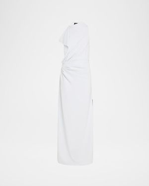 Proenza Schouler Devyn Draped Matte Double Crepe Dress - White