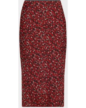 Saint Laurent Printed Cotton-Silk Midi Skirt - Red