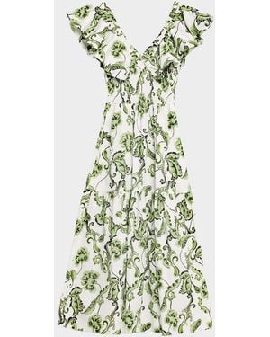 MISA Los Angles Leona Ruffle Midi Dress - Green