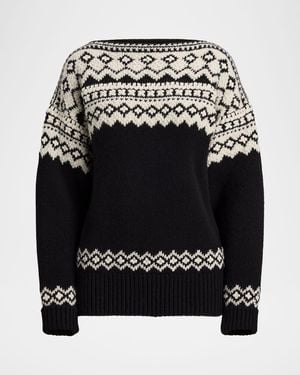 Ralph Lauren Fair Isle Cashmere Jacquard Boatneck Sweater - Black