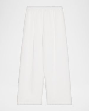 Michael Kors Wide-Leg Linen Crepe Gauze Pants - Pink