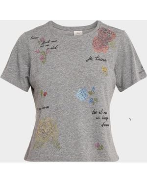 Cinq À Sept Shrunken Heatset Flowers Tee - Gray