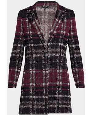 Misook Heritage Fit Plaid-Knit Jacket - Red