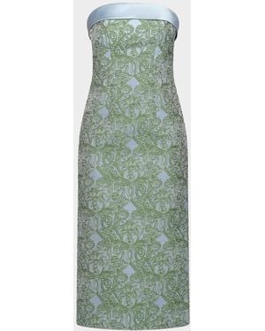 Cynthia Rowley Deborah Floral Tea-Length Dress - Green
