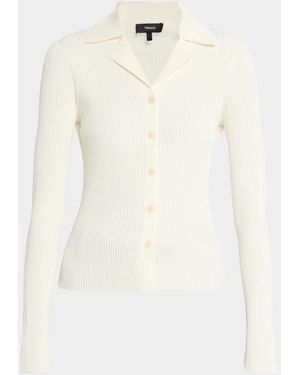 Theory Slim Rib-Knit Shirt - White