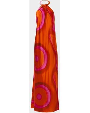 Silvia Tcherassi Jesse Abstract-Print Backless Halter Maxi Dress - Red