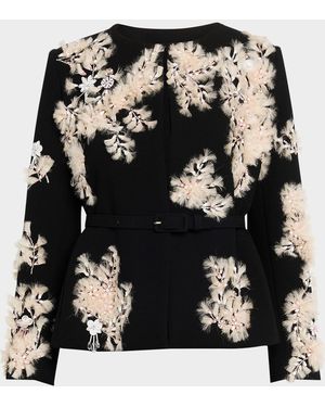 Libertine Whispering Blooms Belted Wrap Jacket - Black