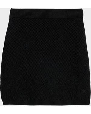 Amiri Floral Crochet Mini Skirt - Black