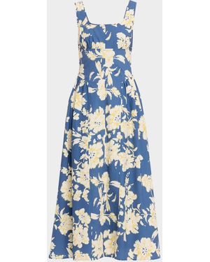 Tanya Taylor Cadence Floral Poplin Midi Dress - Blue
