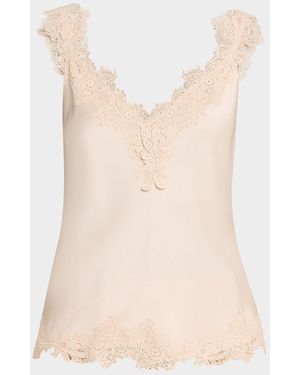 Kobi Halperin Faye Sleeveless Lace-Trim Blouse - Natural