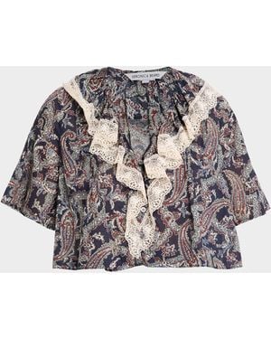 Veronica Beard Pamelis Paisley Top - Gray
