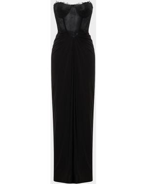 BCBGMAXAZRIA Strapless Lace & Jersey Gown - Black