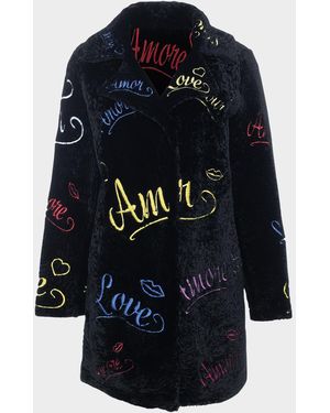 Gorski Love Embroidered Shearling Lamb Stroller - Blue