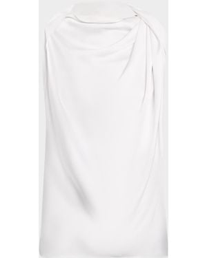 Michael Kors Sleeveless Draped High-Neck Blouse - White