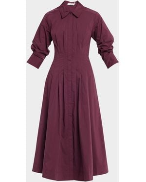 Jonathan Simkhai Jazz Pintuck Midi Shirtdress - Purple