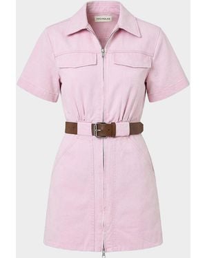 Nicholas Embla Belted Denim Utility Mini Dress - Pink