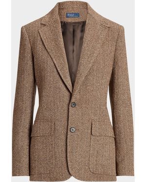 Polo Ralph Lauren Single-Breasted Herringbone Blazer - Gray