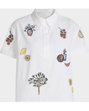 Tanya Taylor Callum Printed Cotton Shirt - White