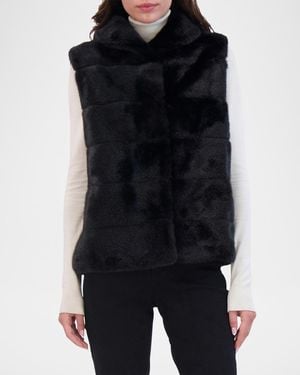 THEIA Horizontal Mink-Like Faux Fur Vest - Black