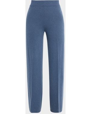Neiman Marcus Cashmere Straight-Leg Pants - Blue