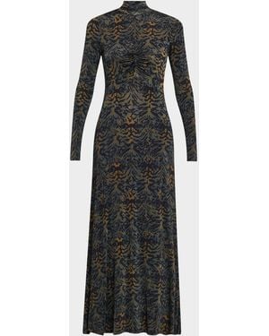 Ulla Johnson Koa Ruched Jersey Turtleneck Maxi Dress - Black