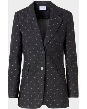 Akris Punto Polka-Dot Stretch Denim Single-Breasted Jacket - Black