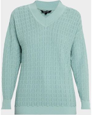 Misook Relaxed Soft Pointelle-Knit Sweater - Green