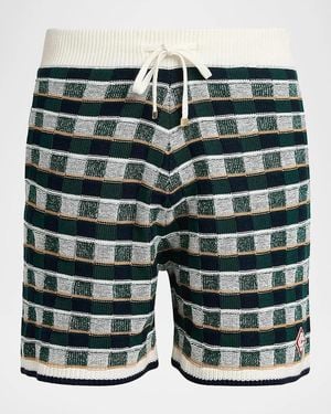 CASABLANCA Mosaic Cotton Knit Shorts - Green