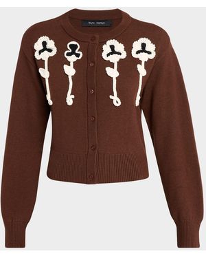 Wynn Hamlyn Pansy Appliqué Cardigan - Brown