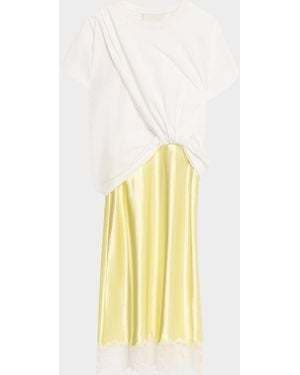 3.1 Phillip Lim Short-Sleeve Combo T-Shirt Slip Dress - Metallic