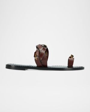 Amanu The Lagos Leather Toe-Ring Sandals - Brown