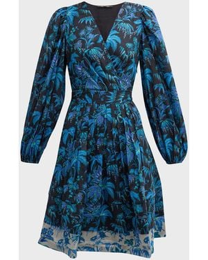 Kobi Halperin Harmony Pleated Floral-Print Midi Dress - Blue