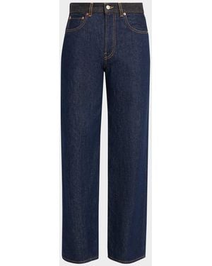 6397 Contrast Waistband Jeans - Blue