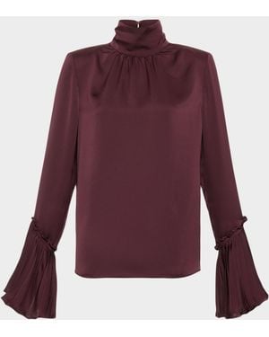 Ramy Brook Christy Ruffle-Cuff Blouse - Purple