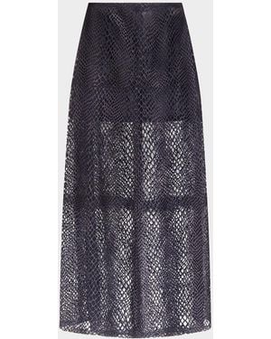 Twp Leather A-Line Midi Skirt - Blue