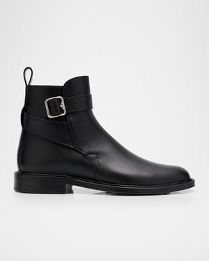 Burberry Manor Jodhpur Leather Ankle Boots - Black