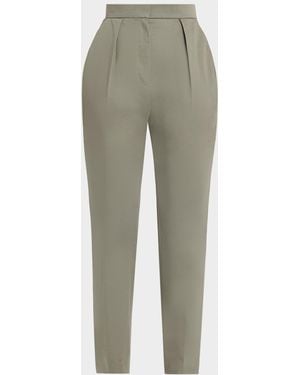 Balmain High-Rise Pleated Slim-Leg Tailored Pants - Gray