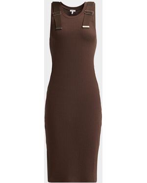 Loewe Ribbed Midi Dress - Brown