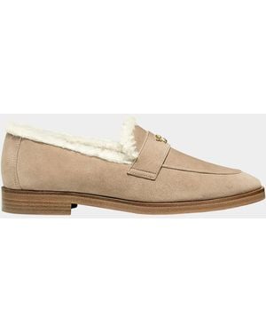 Bougeotte Flaneur Curly Shearling-Lined Suede Loafers - Black