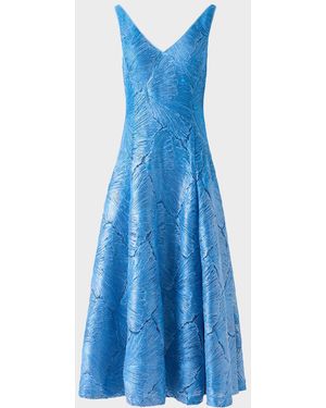 Akris Lacquered Sea Faille Sleeveless Midi Dress - Blue