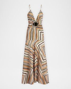 Silvia Tcherassi Emeli Striped Maxi Dress - Metallic